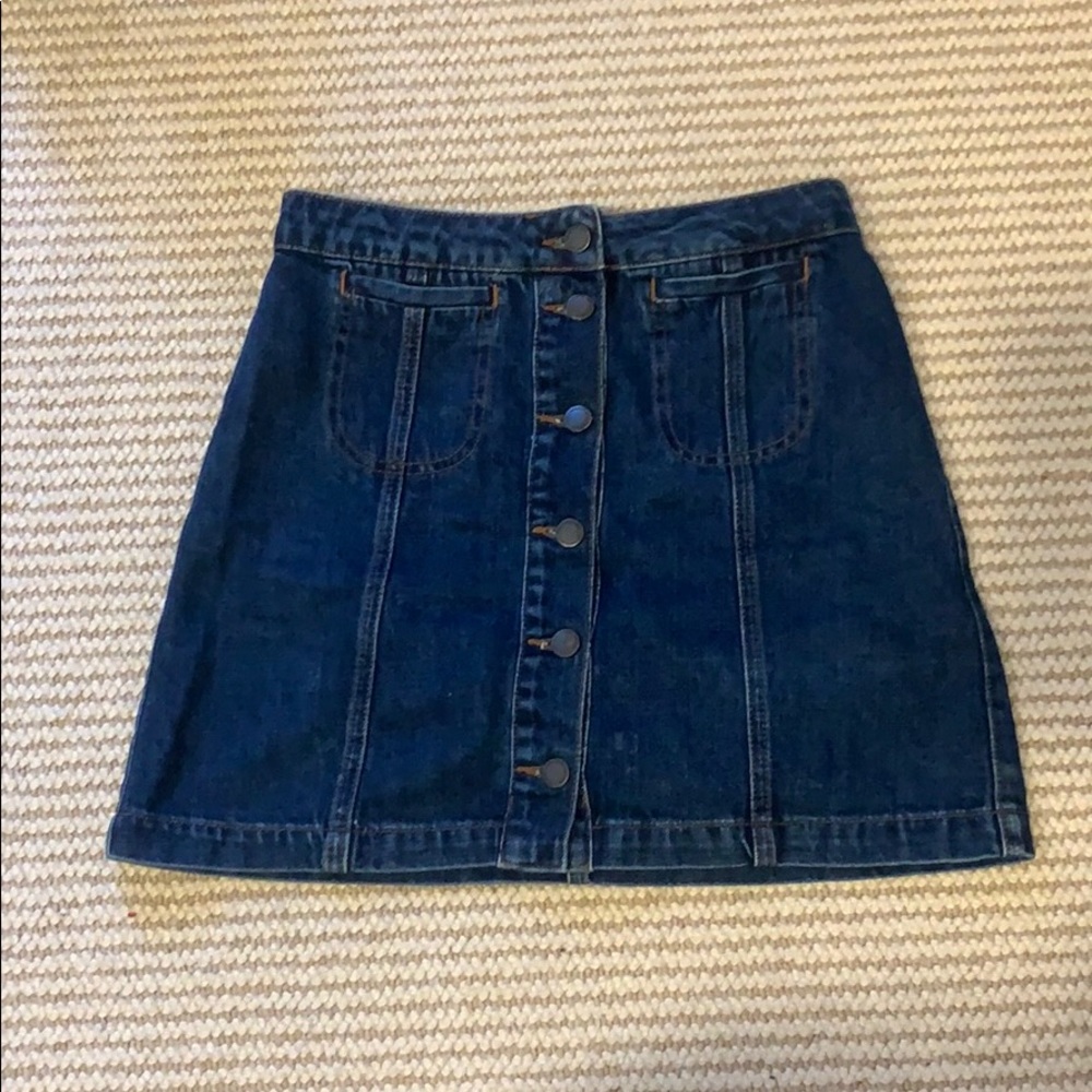 Topshop A-Line Denim Button-Up Skirt